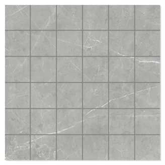 Marmor Mosaik Klinker Leto Ljusgrå Blank-Polerad Rak 30x30 (5x5) cm